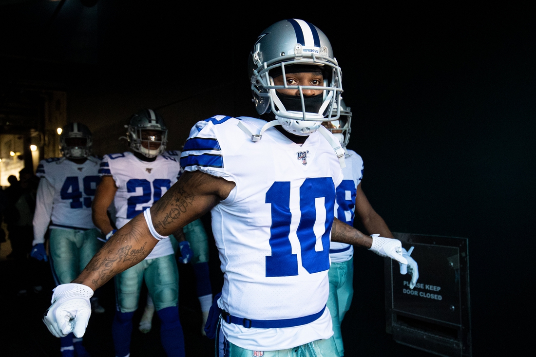 Dec 22, 2019; Philadelphia, Pennsylvania, USA;  Dallas Cowboys wide receiver Tavon Austin (10) walks out of the tunnel for a game against the Philadelphia Eagles at Lincoln Financial Field. Mandatory Credit: Bill Streicher-USA TODAY Sports