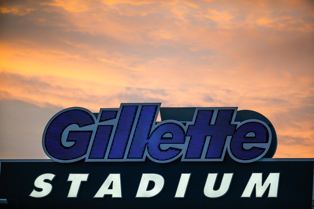 Aug 22, 2019; Foxborough, MA, USA; Gillette Stadium logo during the first half of the game between the New England Patriots and the Carolina Panthers.  Mandatory Credit: Greg M. Cooper-USA TODAY Sports