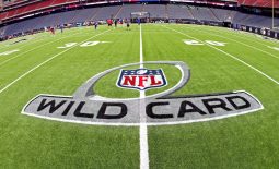 Jan 4, 2020; Houston, Texas, USA;  A view of the Wild Card logo before the AFC Wild Card NFL Playoff game between the Houston Texans and the Buffalo Bills at NRG Stadium. Mandatory Credit: Troy Taormina-USA TODAY Sports