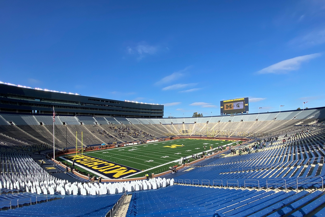 Oct 31, 2020; Ann Arbor, Michigan, USA;  General view at Michigan Stadium prior to the game between the Michigan Wolverines and the Michigan State Spartans. Mandatory Credit: Rick Osentoski-USA TODAY Sports