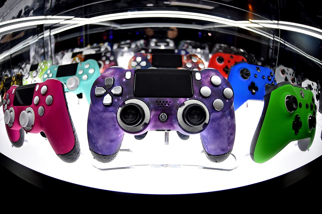Jul 21, 2019; Miami Beach, FL, USA; A general view of gaming controllers on display during the Call of Duty League Finals e-sports event at Miami Beach Convention Center. Mandatory Credit: Jasen Vinlove-USA TODAY Sports