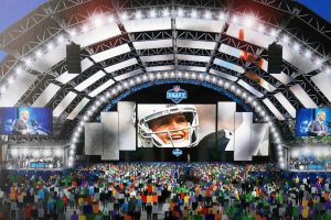Jan 30, 2020; Miami, Florida, USA; Artist rendering ot the 2020 NFL Draft viewing zone in Las Vegas in front of the High Roller observation wheel during the Super Bowl LIV Experience at the Miami Beach Convention Center. Mandatory Credit: Kirby Lee-USA TODAY Sports