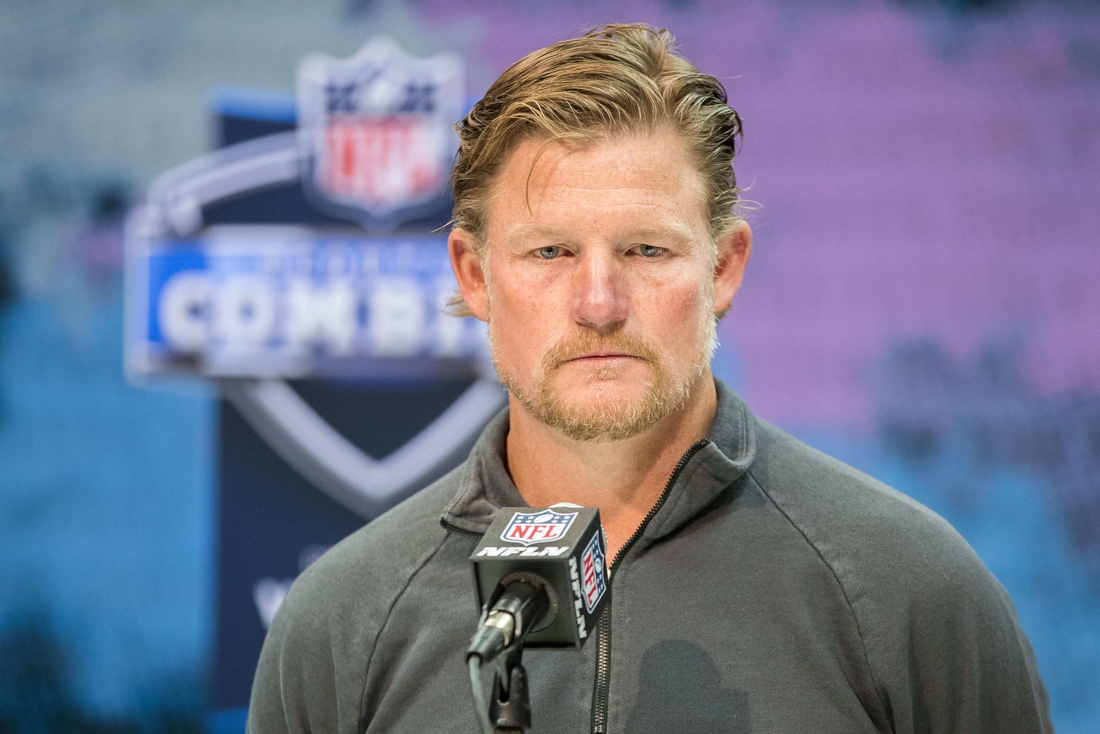 Feb 25, 2020; Indianapolis, Indiana, USA; Los Angeles Rams general manager Les Snead speaks to the media during the 2020 NFL Combine in the Indianapolis Convention Center. Mandatory Credit: Trevor Ruszkowski-USA TODAY Sports