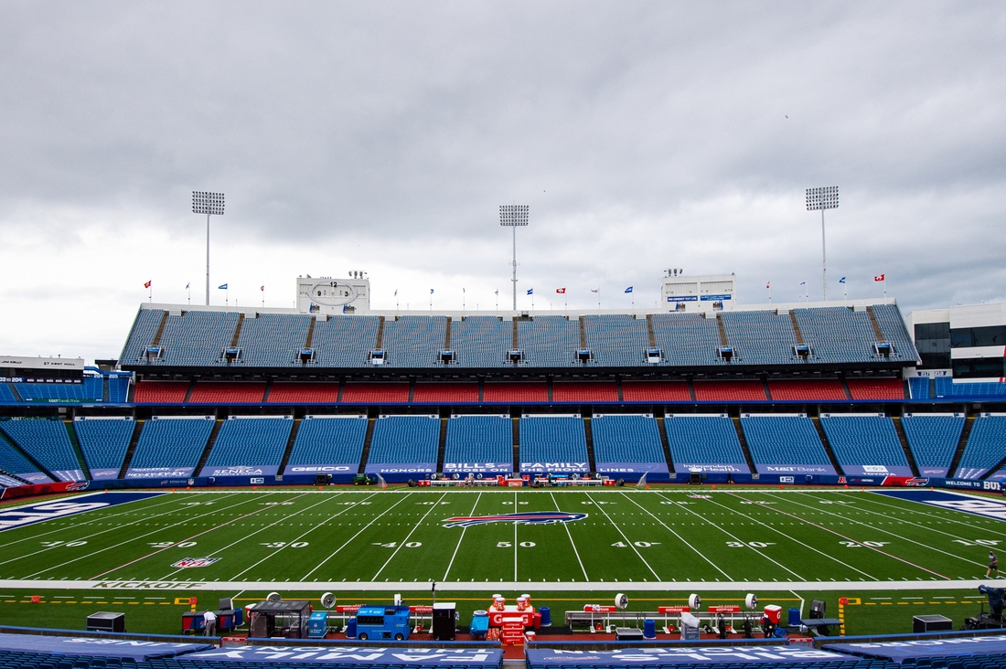 Sep 13, 2020; Orchard Park, New York, USA; General view of Bills Stadium prior to the game between the New York Jets and the Buffalo Bills. Mandatory Credit: Rich Barnes-USA TODAY Sports
