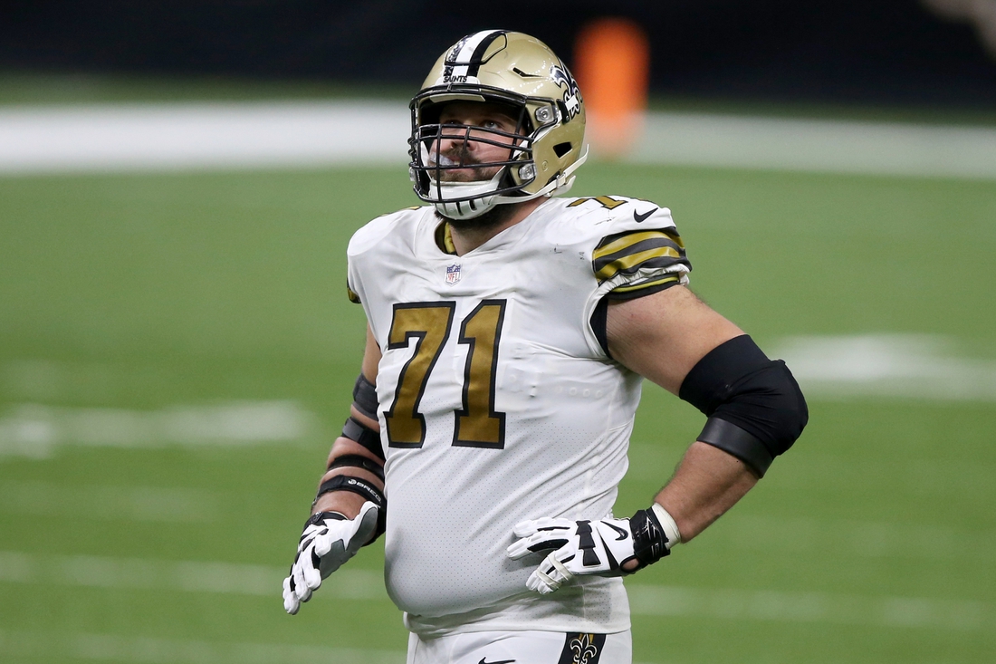 Dec 25, 2020; New Orleans, Louisiana, USA; New Orleans Saints offensive tackle Ryan Ramczyk (71) in the second half against the Minnesota Vikings at the Mercedes-Benz Superdome. Mandatory Credit: Chuck Cook-USA TODAY Sports